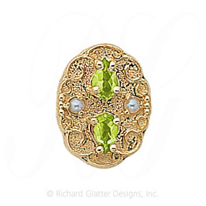 GS177 PD/PL - 14 Karat Gold Slide with Peridot center and Pearl accents 